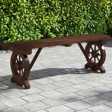 Outdoor Garden Bench wagon wheel Patio , backyard
